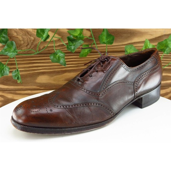 Florsheim Imperial Shoes Sz 9.5 B Brown‎ Wingtip Oxfords Leather Men 838407 - Picture 1 of 8